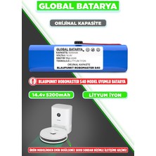 Global Batarya Blaupunkt Robomaster S40 Uyumlu Robot Süpürge Bataryası 14.4V 5200MAH Li-Ion Pil (Orijinal Kapasite)