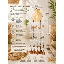 WoodBay El Yapımı Deniz Kabuklu Askılı Dekor 30 cm Deniz Kabuğu Duvar Balkon Bahçe Süsü Green