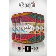 Alize  Burcum Batik 3368 - 5'li Paket - 100GR/210M - % 100 Akrilik Yelek Hırka Atkı Kazak Ipliği