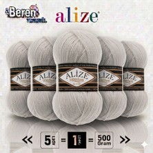 Alize Süperlana Klasik - 208 Açık Gri Melanj - 5'li Paket - 100GR/280M - El Örgü Ipi - Atkı Yelek Kazak Ipi