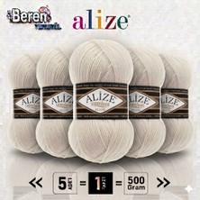 Alize Süperlana Klasik - 599 Fil Dişi - 5'li Paket - 100GR/280M - El Örgü Ipi - Atkı Yelek Kazak Ipi