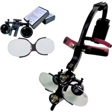 Berisha Medikal Barışhan Medikal Dr. Kim Dental 5w Siyah Renkli Işıklı Kafa Lambalı 3.5X Büyüteç Binocular Loupe 5W Işıklı Cerrahi ve Dental LED Aydınlatmalı Büyüteç