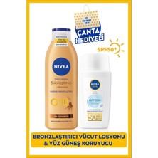Belirtilmemiş Sun SPF50+ Hafif Dokulu Yüz Güneş Kremi 40ML ve Q10 Sıkılaştırıcı Bronzlaştırıcı Losyon,çanta Hediye