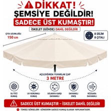 Şemsiyecim Alüminyum Bahçe Şemsiyesi Üst Kumaşı 3 Metre Krem Renk UV Koruma Özellikli Tekstil