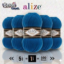 Alize Süperlana Klasik - 141 Saks Mavi - 5'li Paket - 100GR/280M - El Örgü Ipi - Atkı Yelek Kazak Ipi