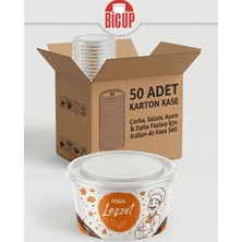 Bicup 50 Adet Kapaklı Karton Kase Çorba Salata Aşure Yemek Kasesi Piknik Tabağı 14 Oz Karton Kase Isıya Dayanıklı Parti Doğumgünü Organizasyon Için Kase Kullan At Tabak
