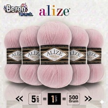 Alize Süperlana Klasik - 161 Pudra - 5'li Paket - 100GR/280M - El Örgü Ipi - Atkı Yelek Kazak Ipi