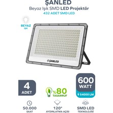 ŞANLED 600W 54.000 Lümen 6500K Beyaz Işık Smd LED Projektör-4 Adet