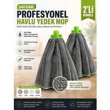 Cleanshe Profesyonel Yedek Havlu Mop | Ekstra Kalın | Ultra Emici | Elle Silmiş Gibi 2 | 340 Gsm | 2'li Set | Ithal Kumaş