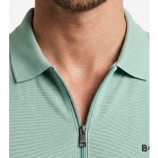 Boss Fermuar Yaka Mint Yeşili Regular Fit