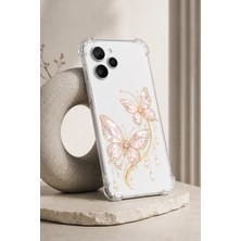 Powerfox Redmi 12 Kılıf Cute Altın Kelebek Baskılı Sevimli Darbe Emici MK01A