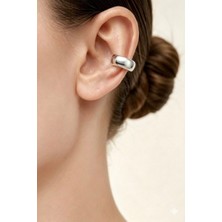 Pure Love Atelier Gümüş Minimal Earcuff Küpe - Deliksiz Kullanım