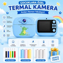 Robeve Çocuk Termal Baskılı Fotoğraf Makinesi – Anında Baskı Özellikli Çocuk Kamerası, Fotoğraf ve Video Çekimi, Çerçeveler ve Filtreler, Şarj Edilebilir Çocuk Kamerası, Hediye Kağıt ve Kalem Setli