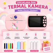 Robeve Çocuk Termal Baskılı Fotoğraf Makinesi – Anında Baskı Özellikli Çocuk Kamerası, Fotoğraf ve Video Çekimi, Çerçeveler ve Filtreler, Şarj Edilebilir Çocuk Kamerası, Hediye Kağıt ve Kalem Setli