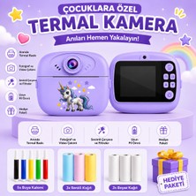 Robeve Çocuk Termal Baskılı Fotoğraf Makinesi – Anında Baskı Özellikli Çocuk Kamerası, Fotoğraf ve Video Çekimi, Çerçeveler ve Filtreler, Şarj Edilebilir Çocuk Kamerası, Hediye Kağıt ve Kalem Setli