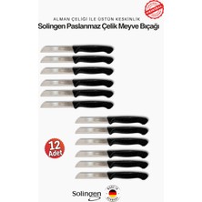 Solingen Ritter Profesyonel Siyah Meyve ve Sebze Bıçağı 12'li Set & Ultra Keskin, Paslanmaz Çelik