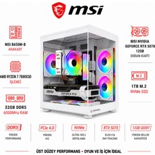 Apphirex Code X77 Ryzen 7 7800X3D / Msi B650M-B / Msi RTX5070 12GB / 32GB Ddr5 6000MHZ Ram / 1tb M.2 SSD Beyaz Masaüstü Oyuncu Bilgisayarı