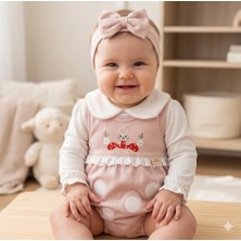 Mini Cayzen Baby Kız Bebek Nakışlı Romper ve Bandana Setti