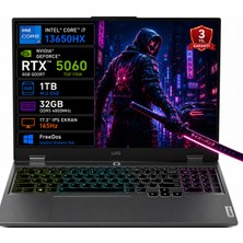 Lenovo Loq 17IRX10 83JH00CKTR I7-13650HX 32GB 1tb SSD RTX5060 8gb Tgp 115W 17.3" IPS 165Hz Freedos Taşınabilir Bilgisayar