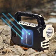 DAMMERUN Güneş Enerjili Solar LED Kamp Lambası ve El Feneri - Avcı, Kampçı ve Acil Durum Projektörü