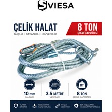 Sviesa 8 Ton Çelik Çekme Halatı 10 mm Kalınlık 3,5 Metre Uzunluk Ağır Hizmet Araç Kurtarma ve Çeki Halatı