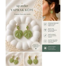 Up Atelier Plaj Modası Su Yeşili Renk Sedefli Yaprak Küpe 6cm