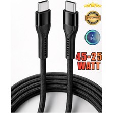 Surtech Type-C Type-C 45W 33W 25W Süper Hızlı Şarj Kablosu 1 Metre Dayanıklı Hasır Type-C Kablo