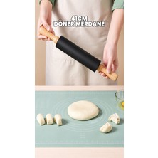 Destpak Döner Silikon Merdane - Bambu Saplı - Döner Merdane - Hamur Açıcı - Kolay Temizlenir - Ergonomik Sap