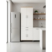 Dienni Arges Çok Amaçlı Dolap Mutfak Dolabı 5 Raflı 2 Çekmeceli 4 Kapaklı 88X30X243 Çam-Aytaşı