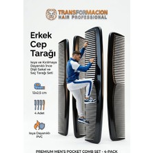 Transformacion 4 Adet Erkek Cep Tarağı Seti - 12 cm Kırılmaz Isıya Dayanıklı İnce Dişli Saç ve Sakal Şekillendirme Tarağı 718894