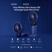 Evona Feny Taşınabilir El Fanı, 5 Kademeli Soğutma, Dijital Göstergeli Mini Fan