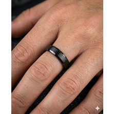 Celikchi Erkek Düz Siyah Renk 6 mm Tungsten Yüzük