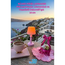 MUS3D Pempe  Nüans Minik Lambader | Pilli LED Mumlu | Sunumluk ve Masaüstü Dekoratif Işık | 14 cm
