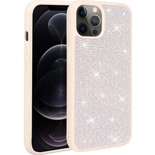 Zore iPhone 12 Pro Max Uyumlu Parlak Taşlı Tasarım Nvth Ston Kapak-Beyaz
