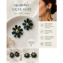 Up Atelier Plaj Modası Lacivert Renk Çiçek Küpe 4,5cm