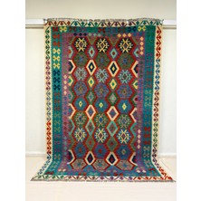 Afgan Halı El Dokuma Afgan Kilim  Çift Taraf Kullanım Kök Boya 199 x 292 cm