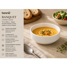 Bonnami Bonna Banquet Joker Kase 14 cm 500 cc - Beyaz Porselen Modern Çorba, Salata ve Sunum Kasesi