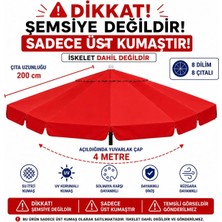 Şemsiyecim Alüminyum Bahçe Şemsiyesi Üst Kumaşı 4 Metre 8 Dilim UV Koruma Özellikli Tekstil