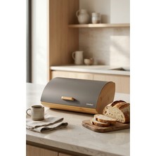 Cooker Novella Metal Kapaklı Bambu Ekmek Kutusu CKR4543