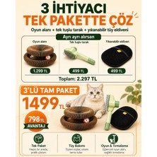 Mavera Plus Maveraplus 3’lü Kedi Bakım ve Oyun Seti – Tırmalama Oyun Alanı, Tek Tuşlu Tüy Toplama Tarağı ve Tüy Temizleme Eldiveni