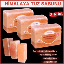 Hanzade Bitkisel Himalaya Tuz Sabunu 300-350 gr x 3 Adet Zengin Mineralli Doğal Saf Pembe Himalaya Kaya Tuzu Sabunu