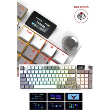 vooka Taaruz Kc1 Rgb Kablosuz Mekanik Red Switch Oyuncu Klavyesi LCD Ekranlı Bluetooth 5.0+2.4g Usb+Type-C Kablolu Bağlantı | Programlanabilir Tuşlar