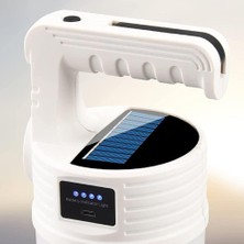 DAMMERUN Güneş Enerjili Şarjlı LED Kamp Lambası ve El Feneri | 5 Modlu (Güçlü-Orta-Zayıf-Sos-Flaş) | Suya Dayanıklı Taşınabilir Aydınlatma
