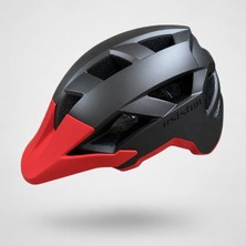 Heugers Asistan Ks-30 Bisiklet Kaskı Çıkarılabilir Vizörlü Hafif Koruma Kaskı Titanyum-Kırmız L (58-61 Cm)