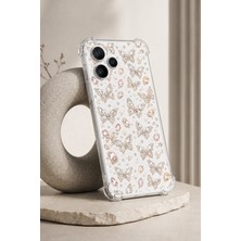 Powerfox Redmi 13 Kılıf Cute Gümüş Kelebek Baskılı Sevimli Darbe Emici MK01A