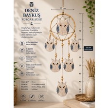 WoodBay Deniz Baykuşu Duvar ve Tavan Süsü Ahşap Bambu El Yapımı Dekoratif Askılı Süs 55 cm