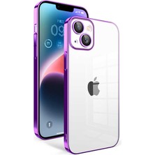 Zore iPhone 14 Plus Uyumlu Kamera Korumalı Renkli Çerçeveli Nvth Garaj Kapak-Lila