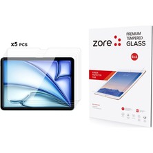 Zore iPad Air 11 2024 Uyumlu Nvth 5in1 Tablet Temperli Cam Ekran Koruyucu-Şeffaf