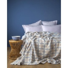 Apricitas Home Lauren Indigo Çift Kişilik Müslin Tek Yatak Örtüsü