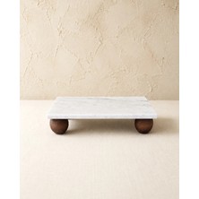 Marys Concept Ahşap Top Ayaklı Mermer Sunum Standı 12X24 cm